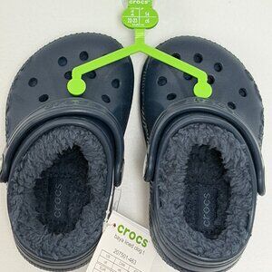 NWT Toddler Baya Lined Crocs Clog Navy Blue US c6 EU 22-23 UK c6 Shoes